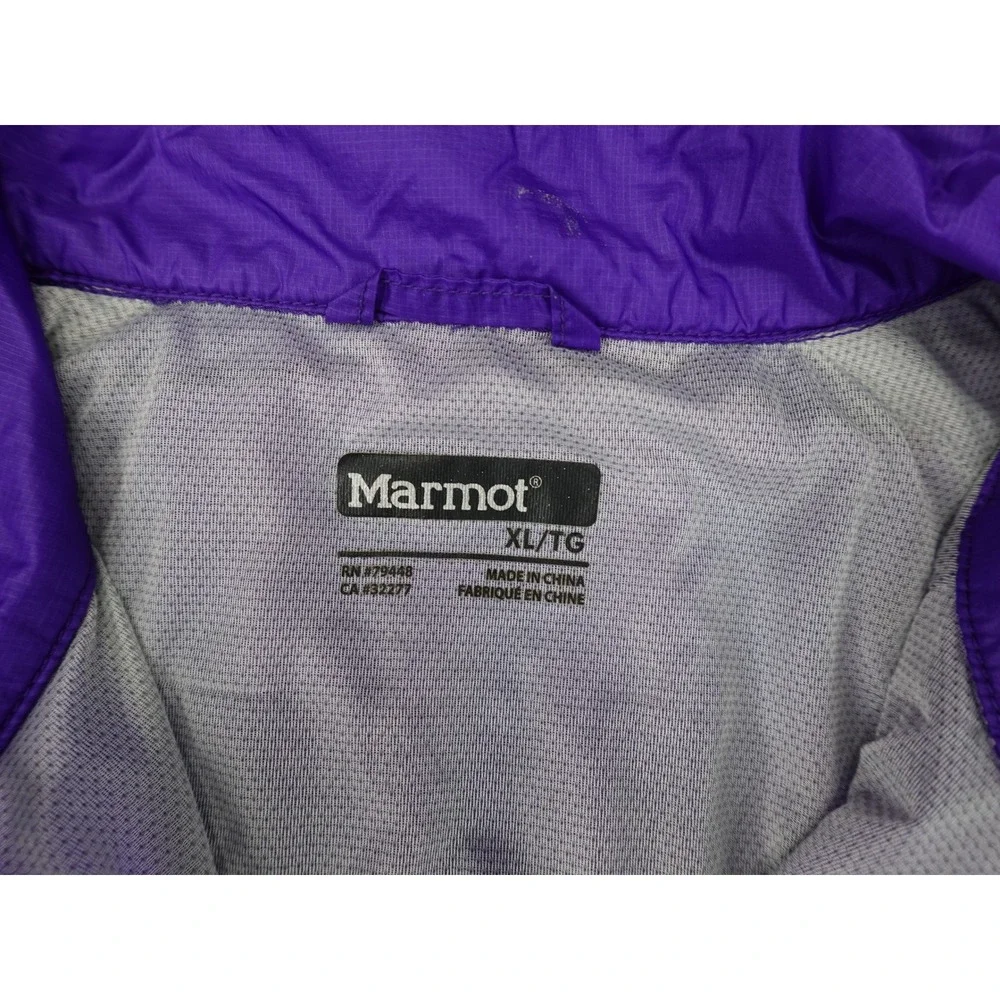 Marmot Windbreaker Jacket Mens XL Purple Lightweight Full Zip Mesh Lined